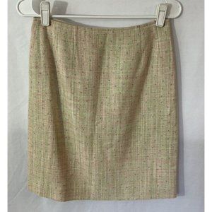 Vintage Rickie Freeman For Teri Jon Pastel 100% Silk Tweed Pencil Skirt Size 4